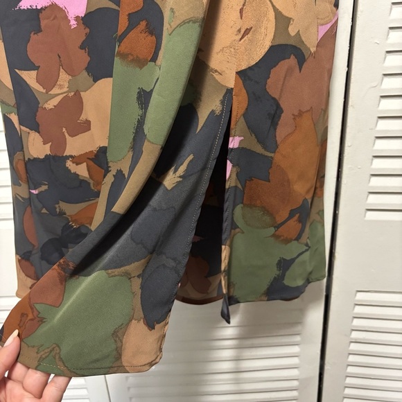 Time and Tru Y2K Midi Slip Skirt Women's Painted Floral Print Cotton Size M - Picture 2 of 6